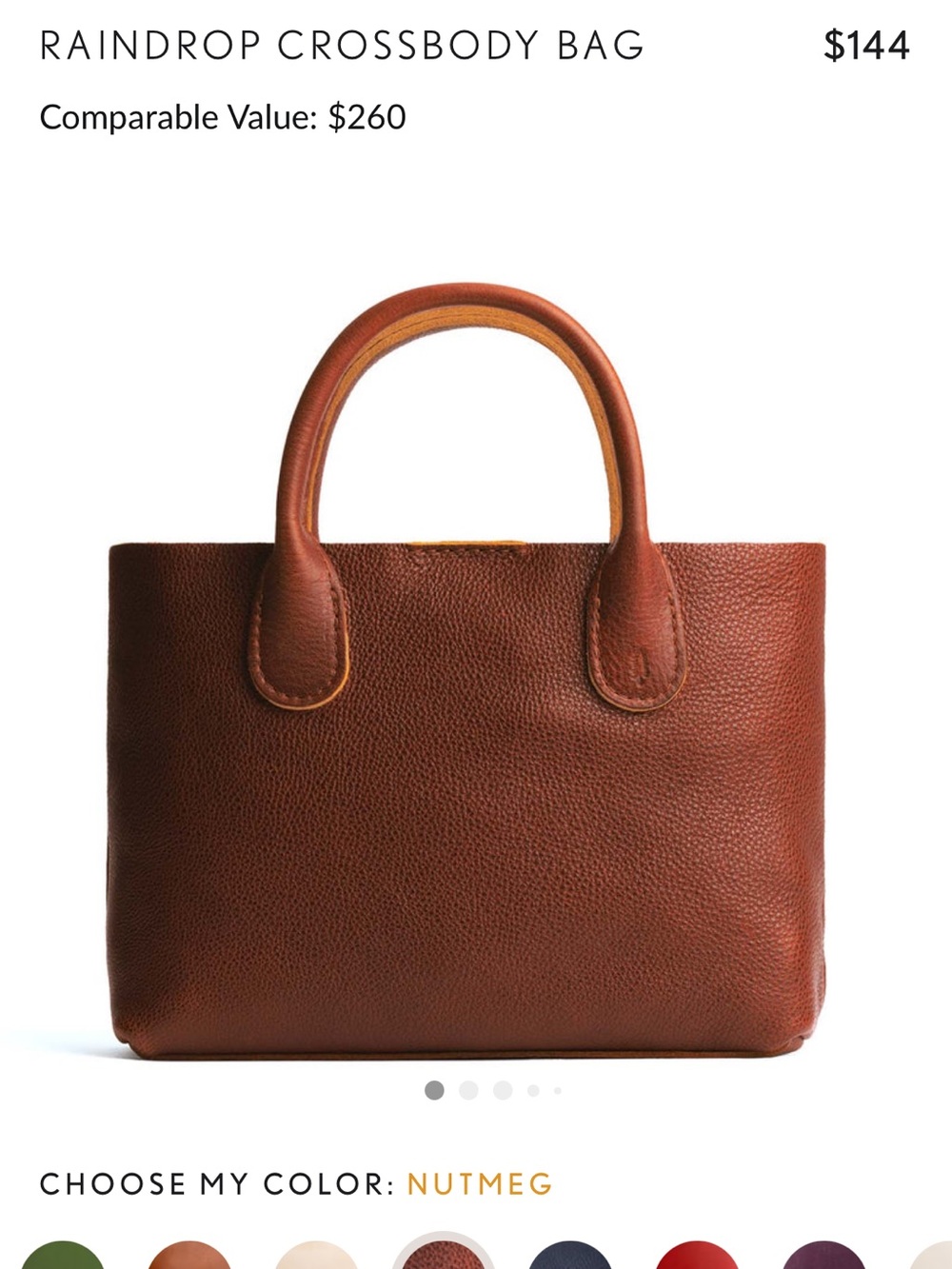 Portland leather raindrop crossbody bag